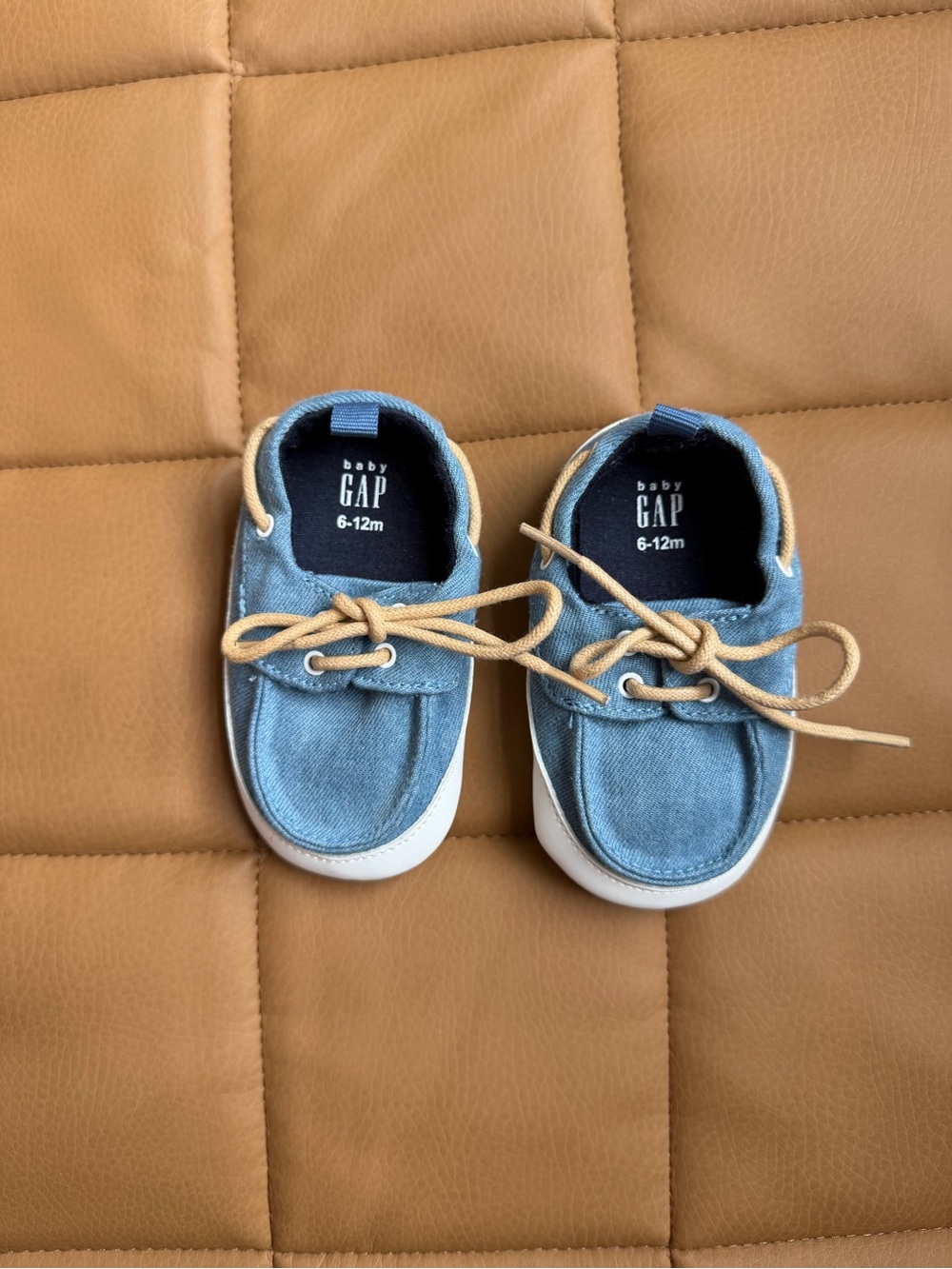 GAP Light Blue Canvas Baby Boat Shoes with Tan Laces 6-12 months